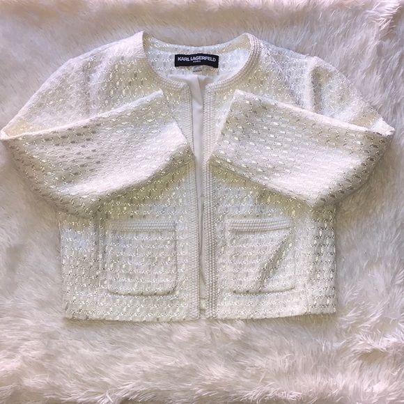 Karl Lagerfeld Tweed Crop Jacket - Picture 4 of 14